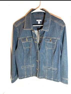 Croft & Barrow Women’s Denim Jean Jacket Medium Wash Button Front Size XL